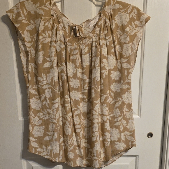 LC Lauren Conrad Tan Floral Blouse - Picture 6 of 8